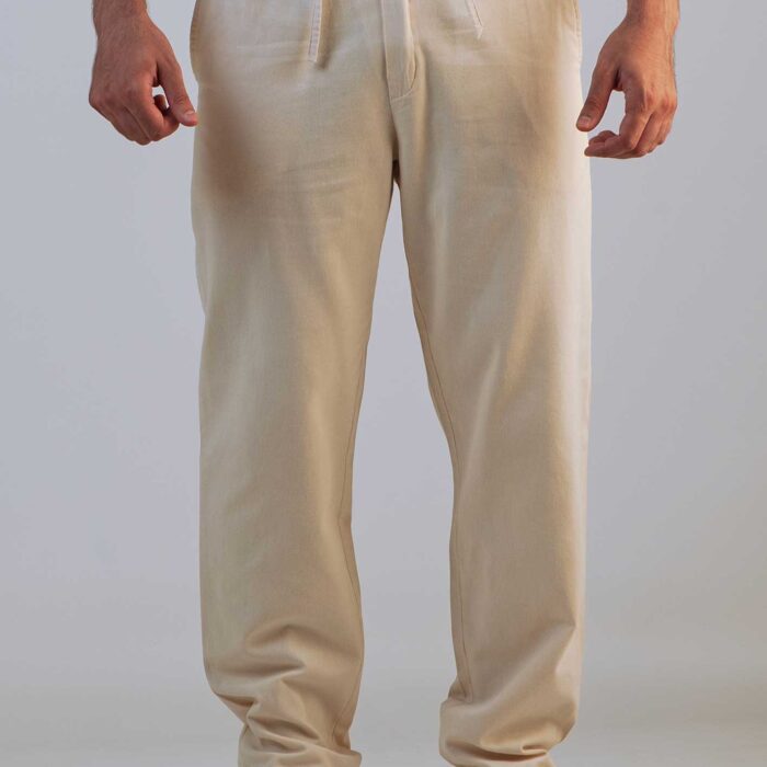 Linen pants with elastic waist