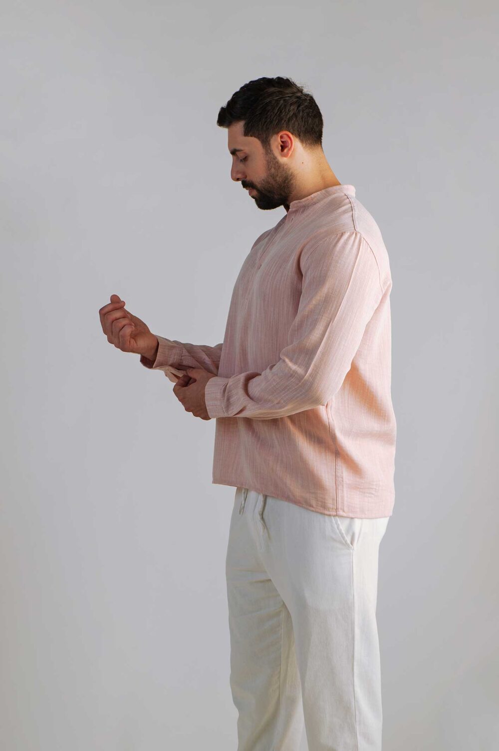 قميص لينن قبة صيني - Image 4